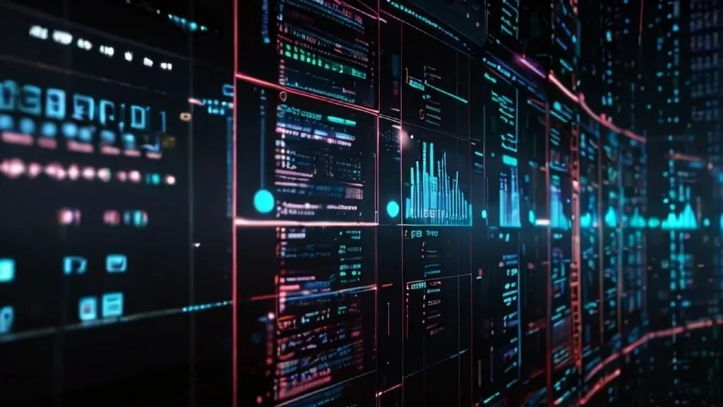 Digital dashboard representing network and data analysis